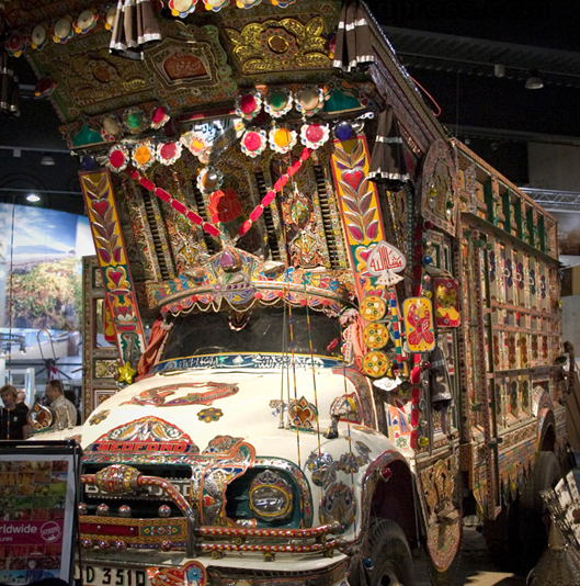 A truck decorated Indian style 