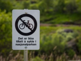 You're not allowed to ride bicycles in the national park.