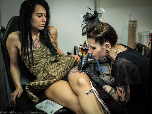 The world's most beautiful tattoo artist, a.k.a. Zsófia Bélteczky tattooing at Budapest Tattoo Convention 2016.