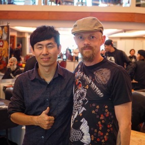 With the super-talented George. 梵天慶 -Funtian Tattoo in Taiwan.