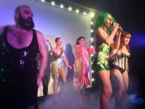 Drag queens and Burlesque entertainment at the tattoo convention after-party.