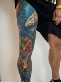 Winner of Best Leg Piece at the 3rd Titanic International Tattoo Convention Belfast by Tomasz Tofi Torfinski done on Sasky.