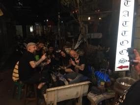 Party in the backstreets of Bangkok. Photo: Sax Tattoo Shop