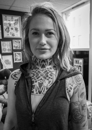 Cathrine visited Inked Up Oslo when I was there to photograph. Her throat piece is done by Micky Benavides. She's a FitFactory ambassador and you can check her out on instagram @flcathrine