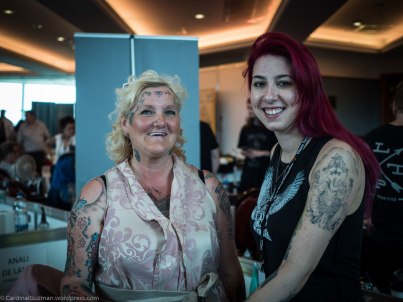 I met Jackie Shanes last year. Then she had 16 grandchildren and 83 tattoos. Anali De Laney from Pennsylvania (Delaney Ink) made her the 84th tattoo (plus she got another one after the convention).